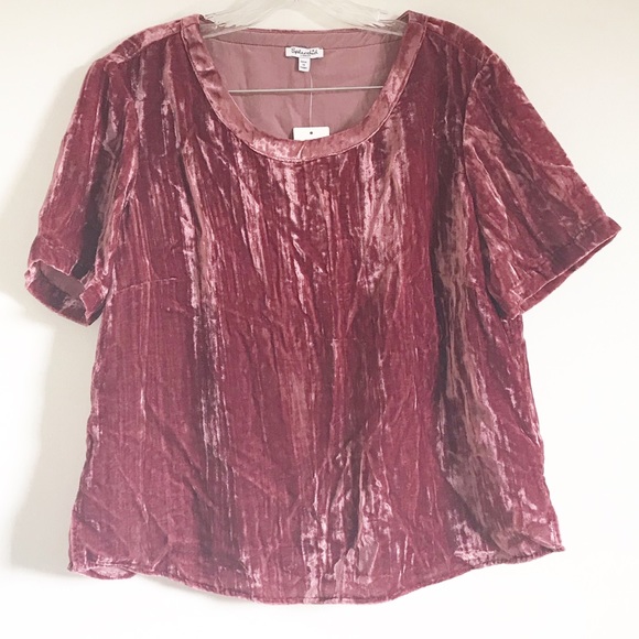Splendid NWT Crop Velvet Top Pink sz L - Picture 2 of 6